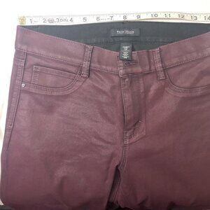 White House Black Market Burgundy Coated Skinny Jeans 10